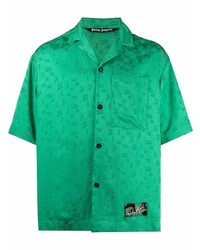 Мужская зеленая рубашка с коротким рукавом с принтом от Palm Angels