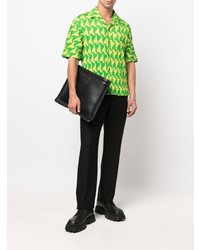 Мужская зеленая рубашка с коротким рукавом с принтом от Bottega Veneta