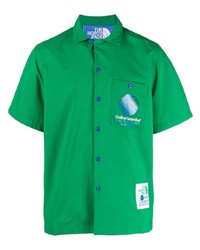 Мужская зеленая рубашка с коротким рукавом с принтом от The North Face
