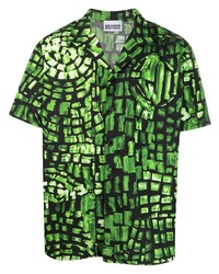 Мужская зеленая рубашка с коротким рукавом с принтом от Waxman Brothers