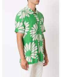 Мужская зеленая рубашка с коротким рукавом с цветочным принтом от OSKLEN