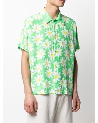 Мужская зеленая рубашка с коротким рукавом с цветочным принтом от ERL