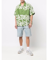 Мужская зеленая рубашка с коротким рукавом с цветочным принтом от Just Don