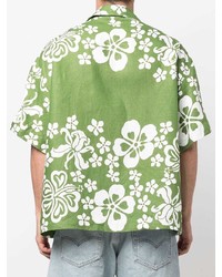 Мужская зеленая рубашка с коротким рукавом с цветочным принтом от Just Don