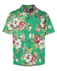 Мужская зеленая рубашка с коротким рукавом с цветочным принтом от Polo Ralph Lauren