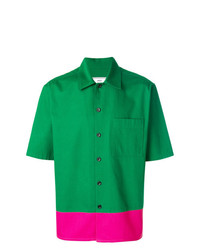 Мужская зеленая рубашка с коротким рукавом от AMI Alexandre Mattiussi