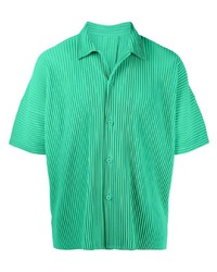 Мужская зеленая рубашка с коротким рукавом от Homme Plissé Issey Miyake