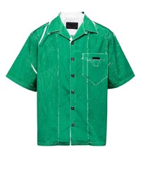 Мужская зеленая рубашка с коротким рукавом от Prada