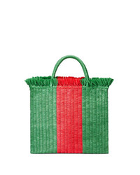 Зеленая соломенная большая сумка от Gucci