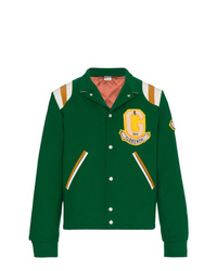 Мужская зеленая университетская куртка от Gucci