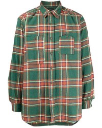 Мужская зеленая фланелевая рубашка с длинным рукавом в шотландскую клетку от Engineered Garments