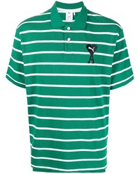 Мужская зеленая футболка-поло в горизонтальную полоску от Puma