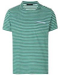 Мужская зеленая футболка-поло в горизонтальную полоску от The Gigi