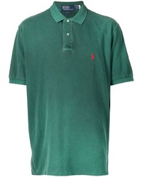 Зеленая футболка-поло в сеточку