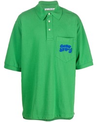 Мужская зеленая футболка-поло с вышивкой от Acne Studios