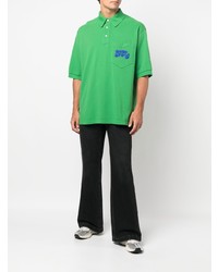Мужская зеленая футболка-поло с вышивкой от Acne Studios