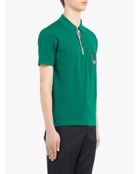Мужская зеленая футболка-поло с принтом от Prada