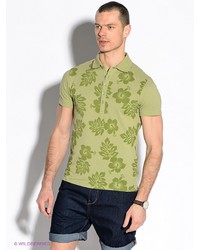 Мужская зеленая футболка-поло с принтом от F5