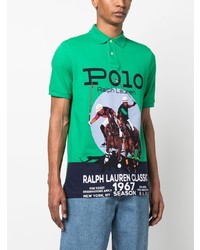 Мужская зеленая футболка-поло с принтом от Polo Ralph Lauren