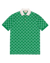 Мужская зеленая футболка-поло с принтом от Gucci