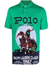 Мужская зеленая футболка-поло с принтом от Polo Ralph Lauren