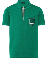 Мужская зеленая футболка-поло с принтом от Prada