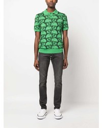 Мужская зеленая футболка-поло с принтом от Philipp Plein