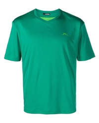Мужская зеленая футболка с v-образным вырезом с принтом от J. Lindeberg