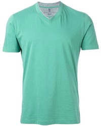 Мужская зеленая футболка с v-образным вырезом от Brunello Cucinelli