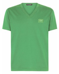 Мужская зеленая футболка с v-образным вырезом от Dolce & Gabbana