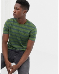 Мужская зеленая футболка с круглым вырезом в горизонтальную полоску от J.Crew Mercantile