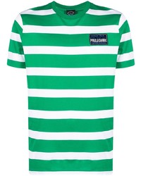 Мужская зеленая футболка с круглым вырезом в горизонтальную полоску от Paul & Shark