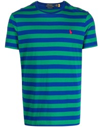 Мужская зеленая футболка с круглым вырезом в горизонтальную полоску от Polo Ralph Lauren