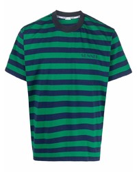 Мужская зеленая футболка с круглым вырезом в горизонтальную полоску от Sunnei
