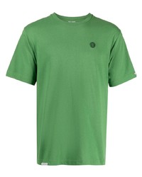 Мужская зеленая футболка с круглым вырезом с вышивкой от AAPE BY A BATHING APE