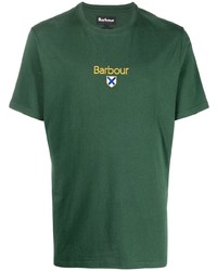 Мужская зеленая футболка с круглым вырезом с вышивкой от Barbour