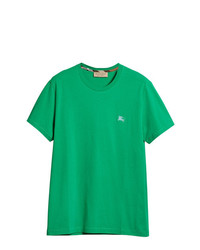 Мужская зеленая футболка с круглым вырезом с вышивкой от Burberry