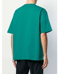 Мужская зеленая футболка с круглым вырезом с вышивкой от Balenciaga