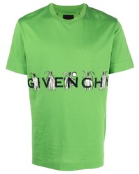 Мужская зеленая футболка с круглым вырезом с вышивкой от Givenchy