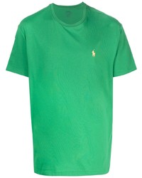 Мужская зеленая футболка с круглым вырезом с вышивкой от Polo Ralph Lauren