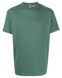Мужская зеленая футболка с круглым вырезом с вышивкой от Polo Ralph Lauren