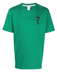 Мужская зеленая футболка с круглым вырезом с вышивкой от Puma