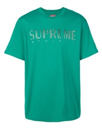 Мужская зеленая футболка с круглым вырезом с вышивкой от Supreme
