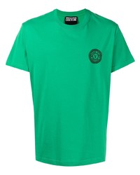Мужская зеленая футболка с круглым вырезом с вышивкой от VERSACE JEANS COUTURE