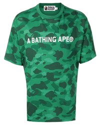 Мужская зеленая футболка с круглым вырезом с камуфляжным принтом от A Bathing Ape