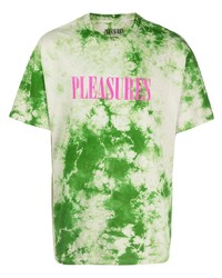 Мужская зеленая футболка с круглым вырезом с принтом тай-дай от Pleasures
