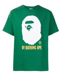 Мужская зеленая футболка с круглым вырезом с принтом от A Bathing Ape