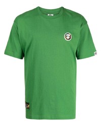 Мужская зеленая футболка с круглым вырезом с принтом от AAPE BY A BATHING APE