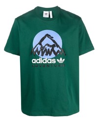 Мужская зеленая футболка с круглым вырезом с принтом от adidas