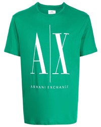 Мужская зеленая футболка с круглым вырезом с принтом от Armani Exchange